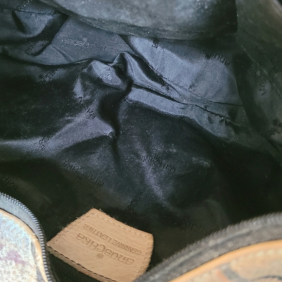 2012 Anuschka Slouch Hobo Purse Bag Leopard Flower Butterfly - Picture 6 of 8